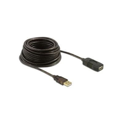 DELOCK καλώδιο USB 2.0 αρσενικό σε θηλυκό 82446, active, 10m, μαύρο