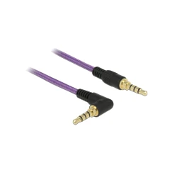 Καλώδιο Jack stereo σε Jack stereo DELOCK  4pin 3.5mm 90° σε μωβ χρώμα με μήκος 1m 