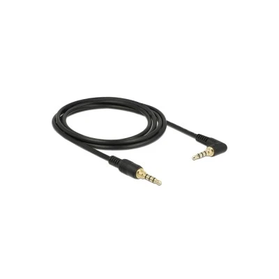 Καλώδιο 3.5mm DELOCK  85613, γωνιακό, 24AWG, gold plated, 2m, μαύρο