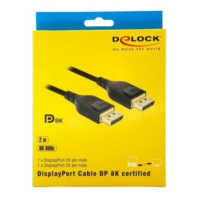 Καλώδιο DELOCK DisplayPort 85660, certified, 8K/60Hz, 32.4 Gbps, 2m, μαύρο