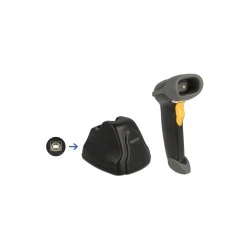 Barcode scanner DELOCK 1D & 2D ασύρματο με βάση φόρτισης σε μαύρο χρώμα