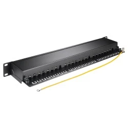 Patch panel GOOBAY 90854 19"/1U 24 θύρες CAT 6a STP σε μαύρο χρώμα για τοποθέτηση σε καμπίνα δικτύου 19"