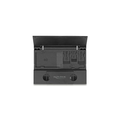 DELOCK card reader 91014 για SD & micro SD, με θήκη, USB/USB-C, 5Gbps, μαύρο