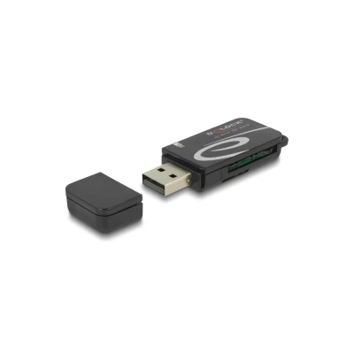 DELOCK card reader 91602 για SD & micro SD, USB, 480Mbps, μαύρο