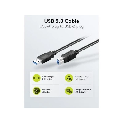 GOOBAY καλώδιο USB 3.0 σε USB Type B 95722, 0.5m, 5Gbps, μαύρο GOOBAY καλώδιο USB 3.0 σε USB Type B 95722, 0.5m, 5Gbps, μαύρο