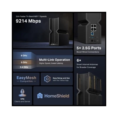TP-LINK router Archer BE550, WiFi 7, 9214Mbps BE9300, Tri-Band, Ver. 1.0 TP-LINK router Archer BE550, WiFi 7, 9214Mbps BE9300, Tri-Band, Ver. 1.0