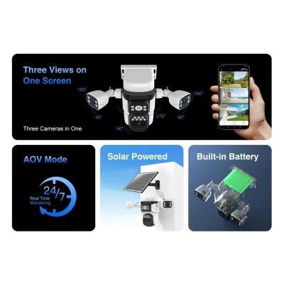 Smart ηλιακή κάμερα VSTARCAM BG621SR με triple lens, ανάλυση 2MP, 4G, περιστροφή PTZ, υποστήριξη SD και στεγανότητα IP66 Smart ηλιακή κάμερα VSTARCAM BG621SR με triple lens, ανάλυση 2MP, 4G, περιστροφή PTZ, υποστήριξη SD και στεγανότητα IP66