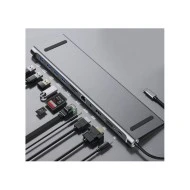 POWERTECH docking station BYL-2003, 11 θυρών, βάση laptop, γκρι
