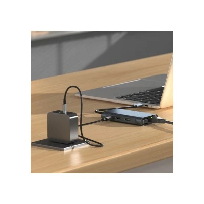 POWERTECH docking station BYL-2311 8 θυρών, USB-C σύνδεση, 100W PD, γκρι POWERTECH docking station BYL-2311 8 θυρών, USB-C σύνδεση, 100W PD, γκρι