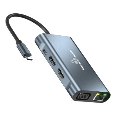 POWERTECH docking station BYL-2311 8 θυρών, USB-C σύνδεση, 100W PD, γκρι POWERTECH docking station BYL-2311 8 θυρών, USB-C σύνδεση, 100W PD, γκρι