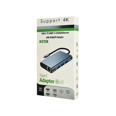 POWERTECH docking station BYL-2311 8 θυρών, USB-C σύνδεση, 100W PD, γκρι POWERTECH docking station BYL-2311 8 θυρών, USB-C σύνδεση, 100W PD, γκρι