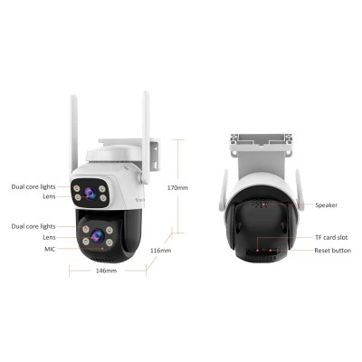 Smart κάμερα εξωτερικού χώρου VSTARCAM C622DR με dual lens, ανάλυση 2MP, WiFi, περιστροφή PTZ, υποστήριξη SD και στεγανότητα IP66