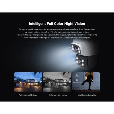 Smart κάμερα εξωτερικού χώρου VSTARCAM C622DR με dual lens, ανάλυση 2MP, WiFi, περιστροφή PTZ, υποστήριξη SD και στεγανότητα IP66