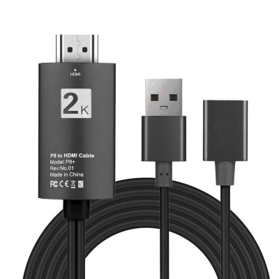 Καλώδιο POWERTECH USB 2.0 θηλυκό σε HDMI με USB τροφοδοσία 1m μαύρο χρώμα