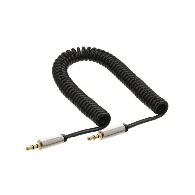 Καλώδιο ήχου 3.5mm POWERTECH CAB-J058, spiral, gold plated, 1.8m, μαύρο