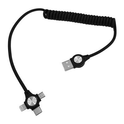 POWERTECH Καλώδιο USB σε Micro USB, Type-C & 8-pin, σπιράλ, μαύρο POWERTECH Καλώδιο USB σε Micro USB, Type-C & 8-pin, σπιράλ, μαύρο