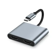 POWERTECH docking station CAB-UC083, 4 θυρών, USB-C, 4K, 100W, γκρι