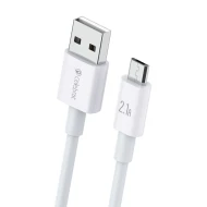 Καλώδιο Micro USB σε USB CELEBRAT CB-24M 2.1A με μήκος καλωδίου 1.2m σε λευκό χρώμα 