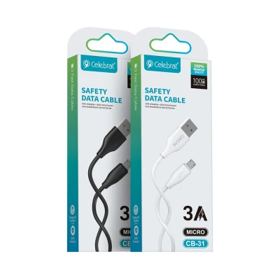 CELEBRAT καλώδιο micro USB σε USB CB-31, 3A, 480Mbps, 1m, λευκό