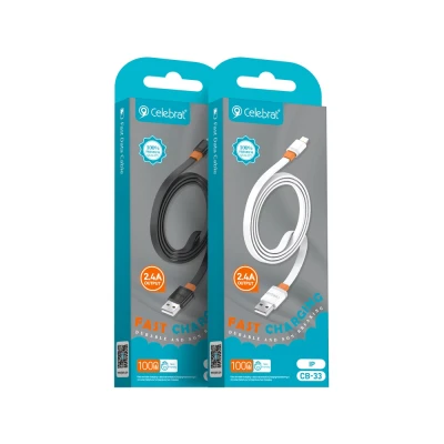 CELEBRAT καλώδιο Lightning σε USB CB-33L, flat, 12W, 1m, λευκό