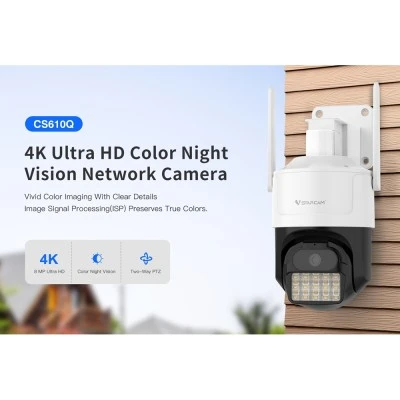 Smart κάμερα εξωτερικού χώρου VSTARCAM CS610Q με ανάλυση 4K/8MP, WiFi, περιστροφή PTZ, υποστήριξη SD και στεγανότητα IP66