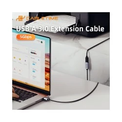 CABLETIME καλώδιο προέκτασης USB CT-AMAF1, 5Gbps, 2m, μαύρο