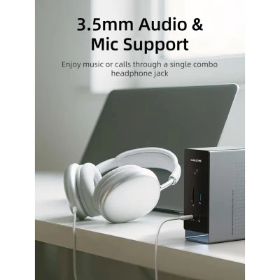CABLETIME docking station CT-DK181-AG, 16 θυρών, USB-C σύνδεση, 100W PD, 1000Mbps, MST, γκρι