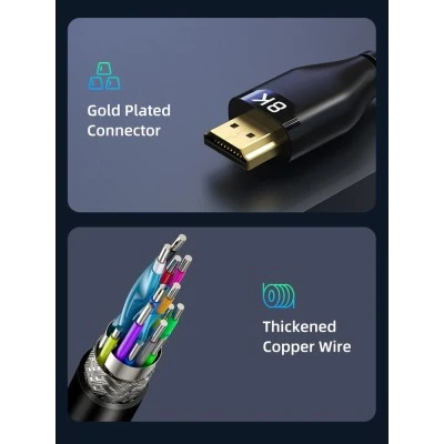 Καλώδιο CABLETIME HDMI 2.1 CT-HM8K με Ethernet, 8K/60Hz, 48 Gbps, 2m, μαύρο