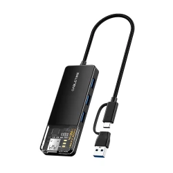Σταθμός σύνδεσης CABLETIME  4x θυρών με ταχύτητα 5Gbps USB/USB-C σύνδεση σε μαύρο χρώμα