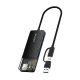 Σταθμός σύνδεσης CABLETIME  4x θυρών με ταχύτητα 5Gbps USB/USB-C σύνδεση σε μαύρο χρώμα