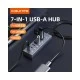 CABLETIME USB hub CT-HUBU7-AG, 7x θυρών, 5Gbps, USB σύνδεση, 1m, γκρι