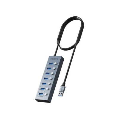 CABLETIME USB hub CT-HUBU7-AG, 7x θυρών, 5Gbps, USB σύνδεση, 1m, γκρι