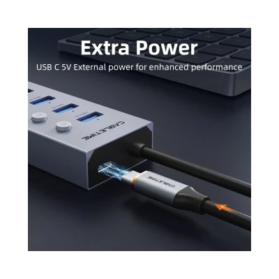 CABLETIME USB hub CT-HUBU7-AG, 7x θυρών, 5Gbps, USB σύνδεση, 1m, γκρι