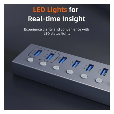 CABLETIME USB hub CT-HUBU7-AG, 7x θυρών, 5Gbps, USB σύνδεση, 1m, γκρι