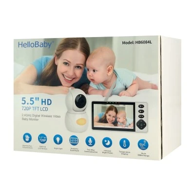 Ενδοεπικοινωνία μωρού HELLOBABY HB6084L με κάμερα, οθόνη 5.5", ανάλυση 720p και περιστροφή PTZ