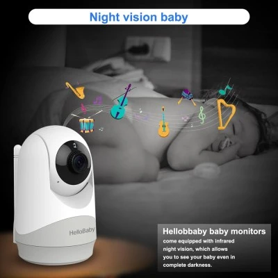 Ενδοεπικοινωνία μωρού HELLOBABY HB6241 με κάμερα, οθόνη 4", ανάλυση 720p και περιστροφή PTZ