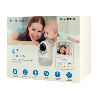 Ενδοεπικοινωνία μωρού HELLOBABY HB6241 με κάμερα, οθόνη 4", ανάλυση 720p και περιστροφή PTZ