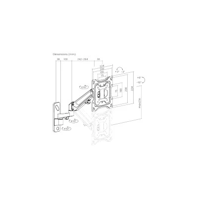 BRATECK επιτοίχια βάση τηλεόρασης LDA33-222, 23-43", έως 23kg, full motion