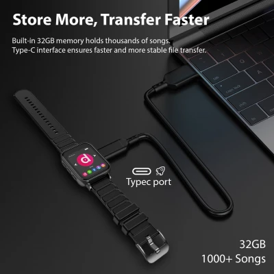 MP3 player RUIZU M8, 1.54", 32GB, Bluetooth, ελληνικό μενού, μαύρο