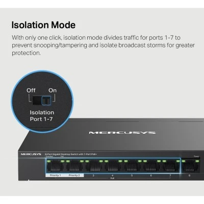 MERCUSYS Desktop Switch MS108GP, 8x 10/100/1000 Mbps, PoE+, Ver. 1.0