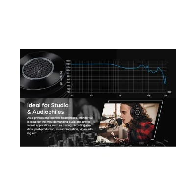 ONEODIO headset Monitor 60, 6.35mm & 3.5mm σύνδεση, Hi-Res, 50mm, μαύρο ONEODIO headset Monitor 60, 6.35mm & 3.5mm σύνδεση, Hi-Res, 50mm, μαύρο