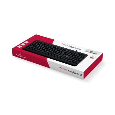 POWERTECH ενσύρματο πληκτρολόγιο PT-1066 multimedia EN/GR σε μαύρο χρώμα