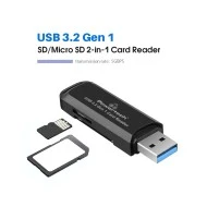 POWERTECH card reader PT-1112 για SD & micro SD, USB 3.2, 5Gbps, μαύρο