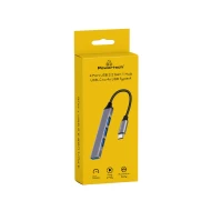 POWERTECH USB-C hub PT-1113, 4x USB 3.2 Gen 1 θύρες, 5Gbps, γκρι