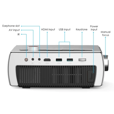 Βιντεοπροβολέας POWERTECH LED με ηχείο & ανάλυση 1080p, FULL HD σε λευκό χρώμα με τηλεχειριστήριο