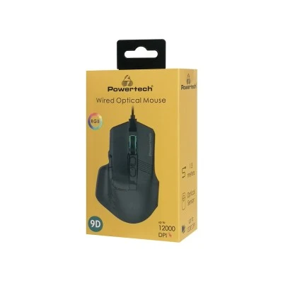 POWERTECH ενσύρματο gaming ποντίκι PT-1274, RGB φως, οπτικό, 12000DPI, μαύρο POWERTECH ενσύρματο gaming ποντίκι PT-1274, RGB φως, οπτικό, 12000DPI, μαύρο