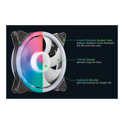 Powertech ανεμιστήρας PT-1284 για PC, LED RGB, 120mm, 1200RPM