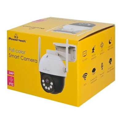 Smart κάμερα ασφαλείας POWERTECH PT-1339 με ανάλυση 3MP, WiFi, περιστροφή PTZ, υποστήριξη SD και στεγανότητα IP66