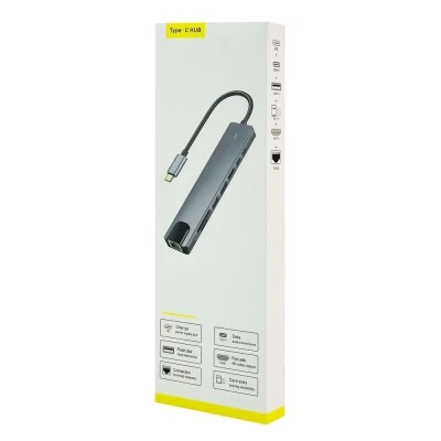 POWERTECH docking station PT-1537, 8 θυρών, USB-C σύνδεση, 100W PD, 1000Mbps, γκρι POWERTECH docking station PT-1537, 8 θυρών, USB-C σύνδεση, 100W PD, 1000Mbps, γκρι