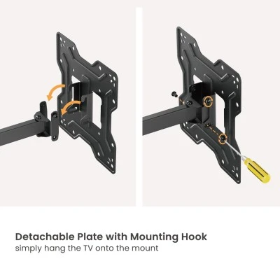 POWERTECH επιτοίχια βάση τηλεόρασης PT-1555, 23-43", έως 30kg, full motion